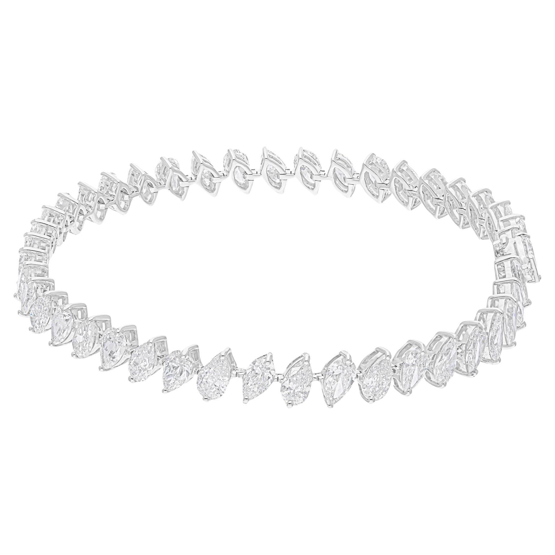 8,40 Carati SI/H Taglio a pera Brilliante Bracciale di diamanti in oro bianco 14 Karati Gioielli
