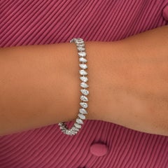 8.40 Carat SI/H Pear Brilliant Cut Diamond Bracelet 18 Karat White Gold Jewelry