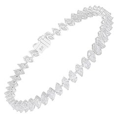 8.40 Carat SI/H Pear Brilliant Cut Diamond Bracelet 18 Karat White Gold Jewelry