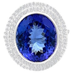 Grande bague cocktail en tanzanite et diamants