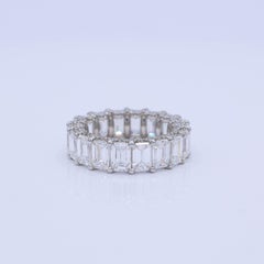 8.40 Carat TW Emerald Cut Diamond Eternity Band Platinum Shared U-Prong Pave