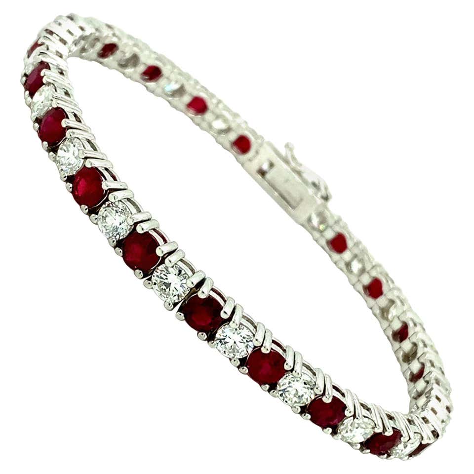 12ct natural ruby emerald sapphires diamond tennis bracelet 14kt gem ...