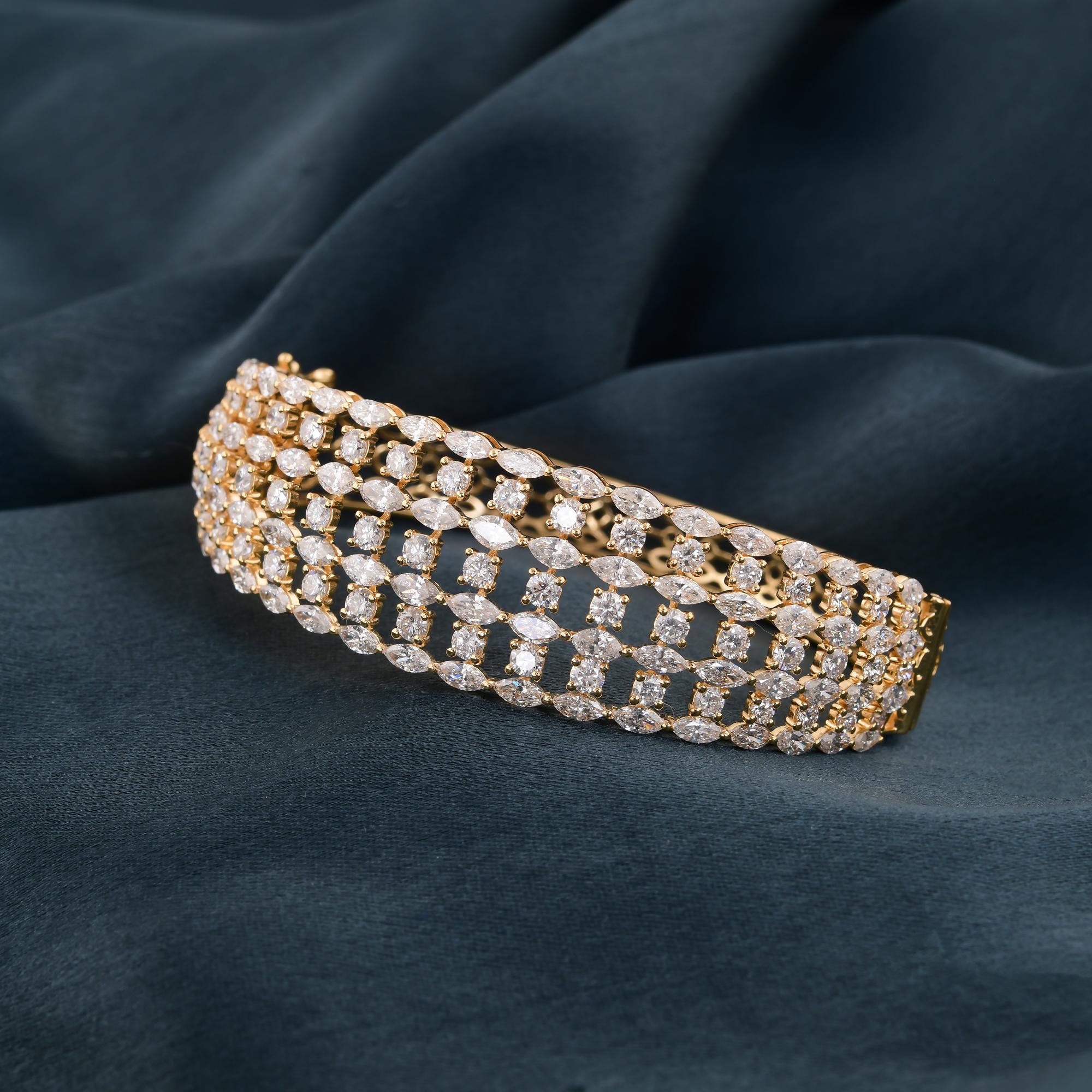 8.4 SI/H Marquise Cage-Armband aus 18 Karat Gelbgold mit rundem Diamanten im Brillantschliff im Zustand „Neu“ im Angebot in Diera, Dubai