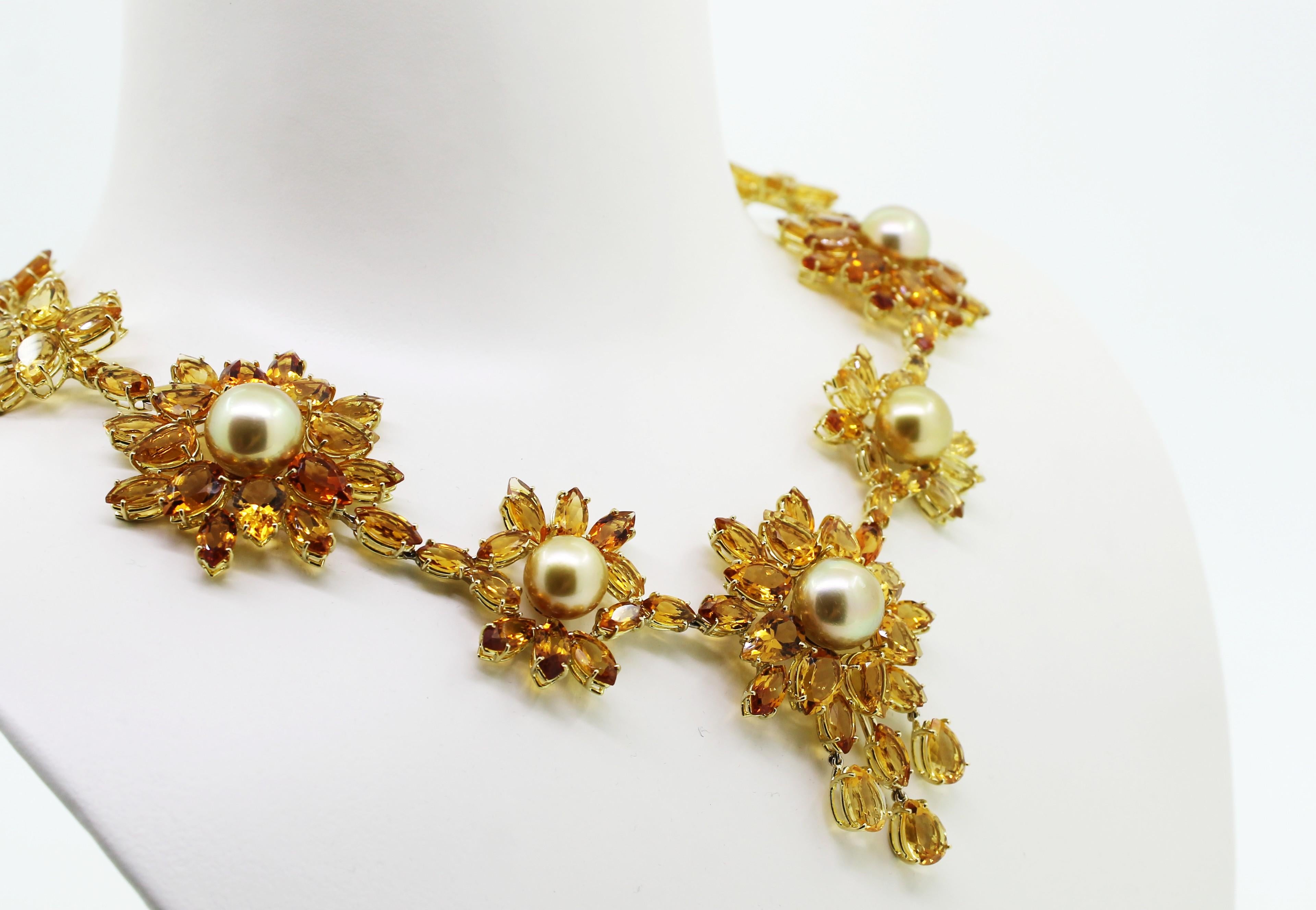 84.00 Carat Natural Color Golden Pearl and Deep Yellow Citrine Beaded Necklace In New Condition For Sale In Milano, IT