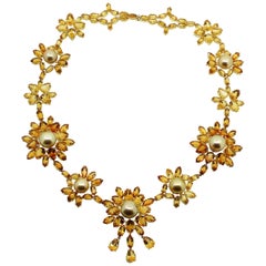 84.00 Carat Natural Color Golden Pearl and Deep Yellow Citrine Beaded Necklace