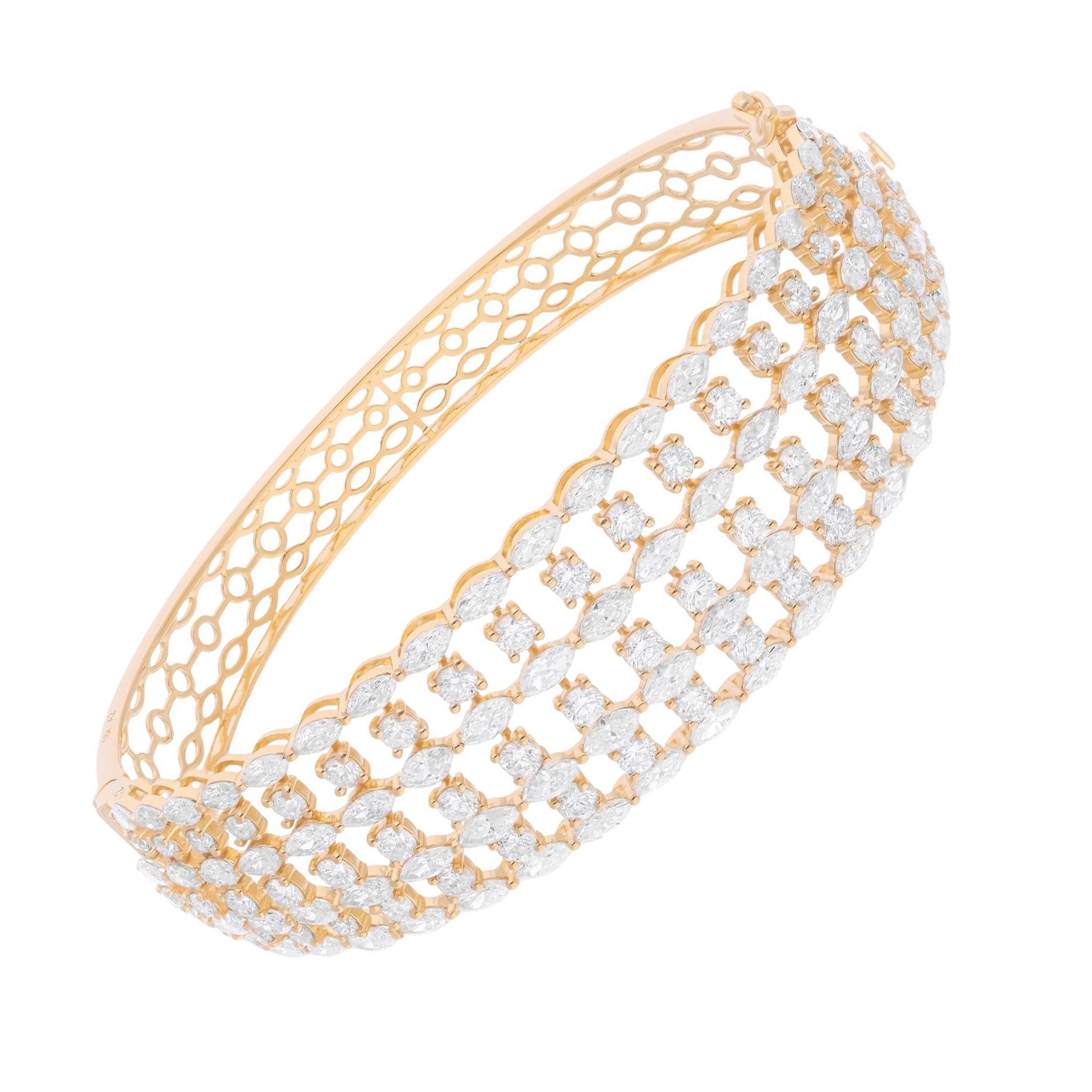 8.40Ct SI/H Round Brilliant Cut Diamond Cage Bracelet in 14k Yellow Gold Jewelry