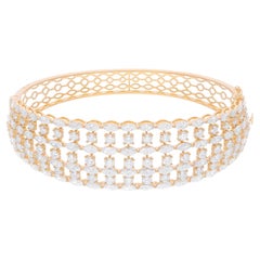 8.40Ct SI/H Round Brilliant Cut Diamond Cage Bracelet in 18k Yellow Gold Jewelry