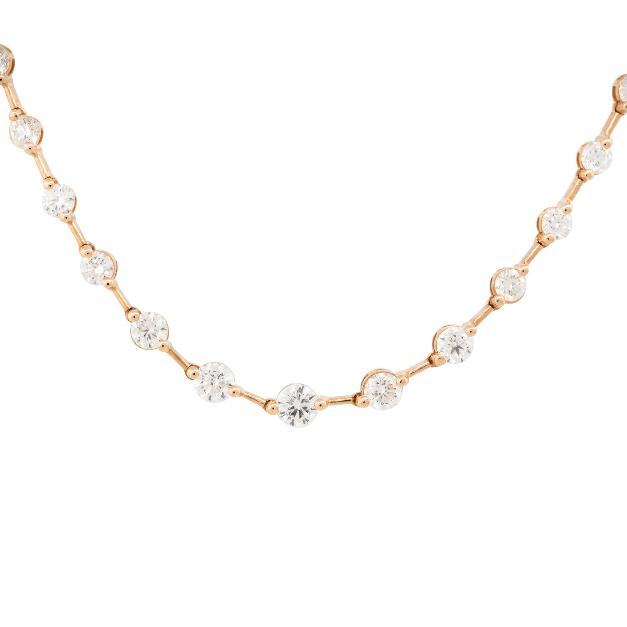 Halskette mit 8,41 Karat rundem Brillant-Diamant Station, 18 Karat auf Lager im Zustand „Hervorragend“ im Angebot in Boca Raton, FL
