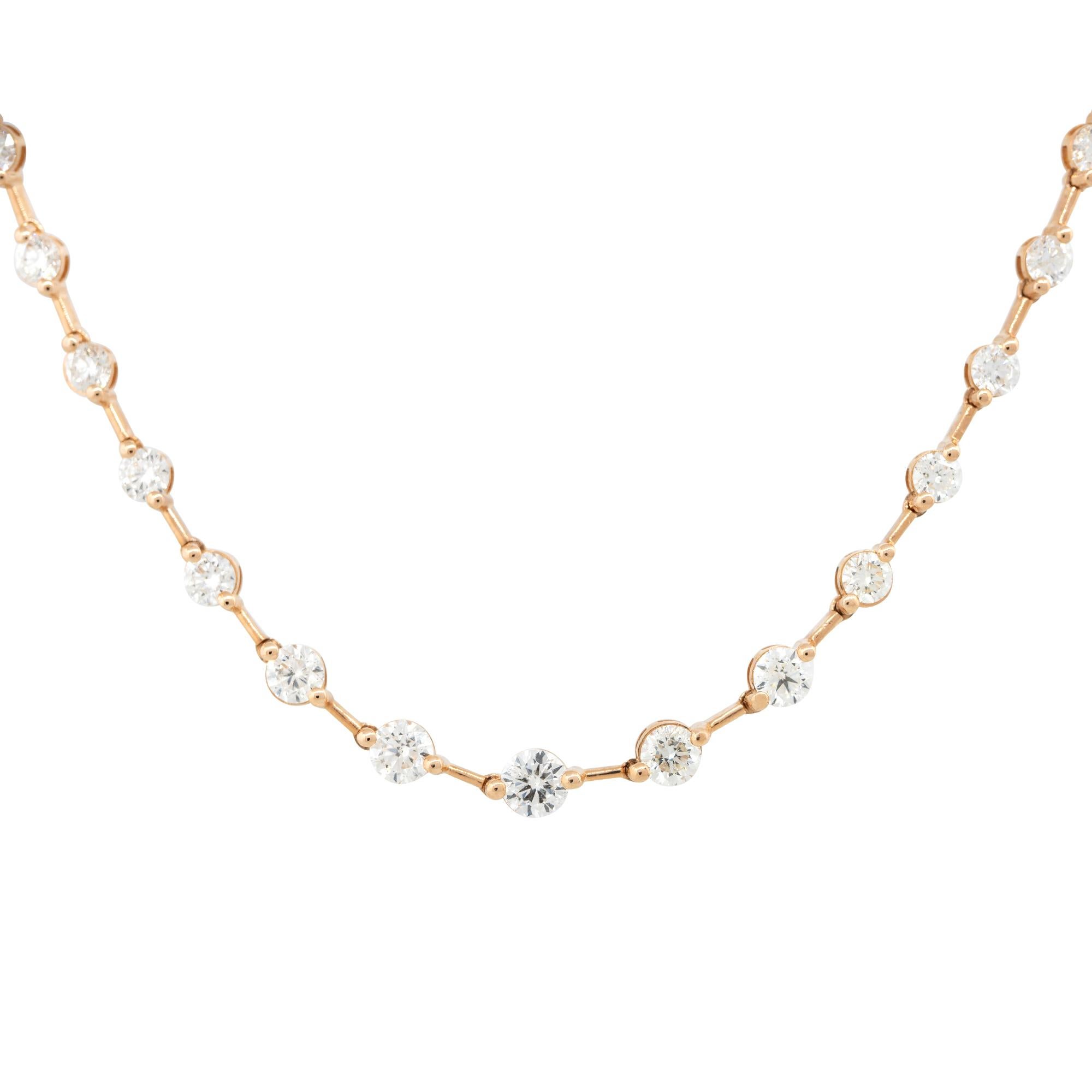 Halskette mit 8,41 Karat rundem Brillant-Diamant Station, 18 Karat auf Lager Damen im Angebot