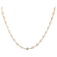 8.41 Carat Round Brilliant Diamond Station Necklace 18 Karat in Stock