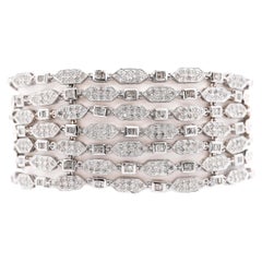 8.42 Carat 7 Row Diamond Link Braclet Crafted in 18k White Gold