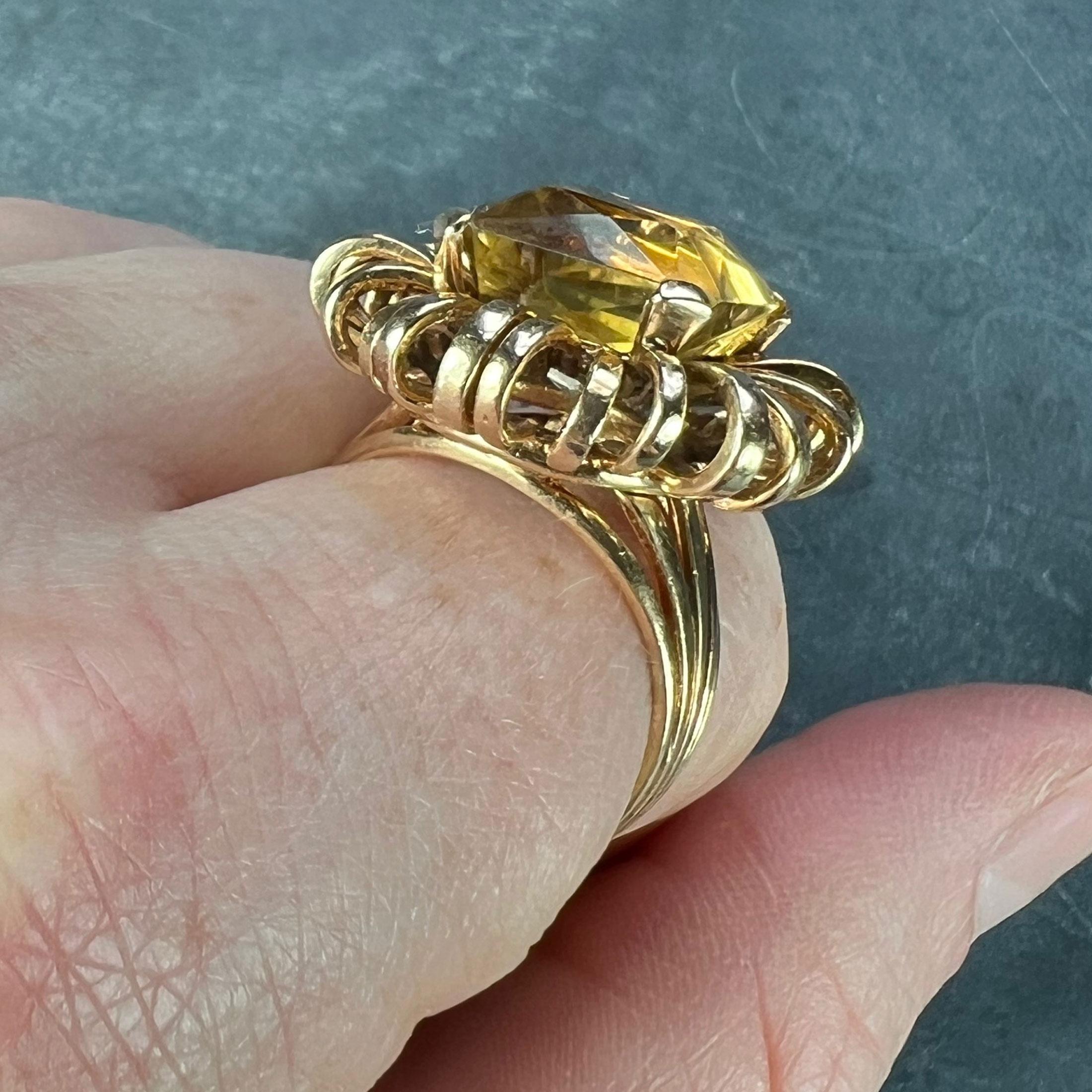 Bague cocktail rétro Spring en or jaune 18 carats avec citrine de 8,42 carats en vente 8