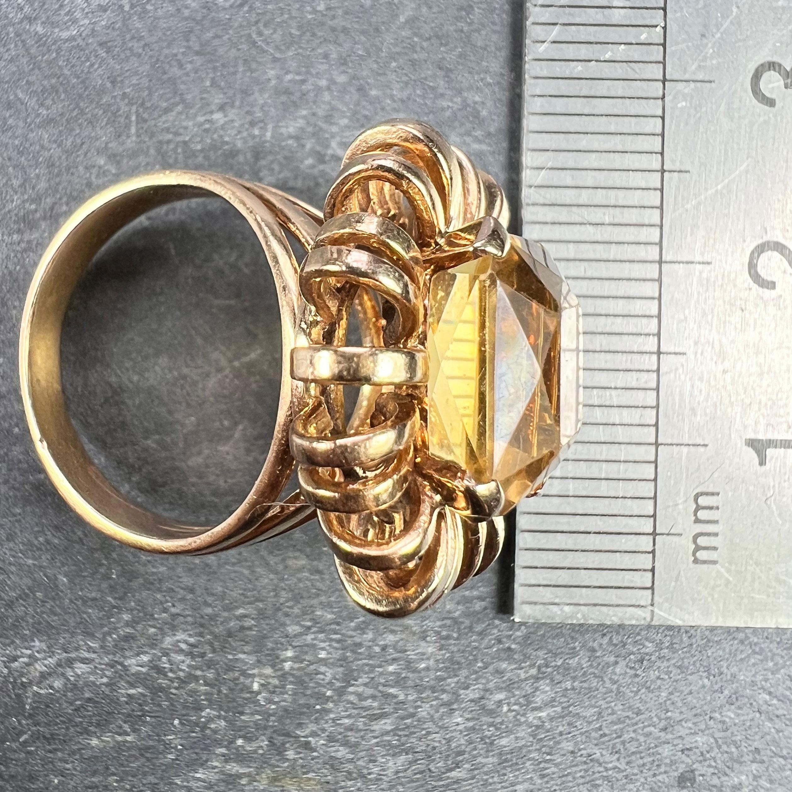 Bague cocktail rétro Spring en or jaune 18 carats avec citrine de 8,42 carats en vente 10