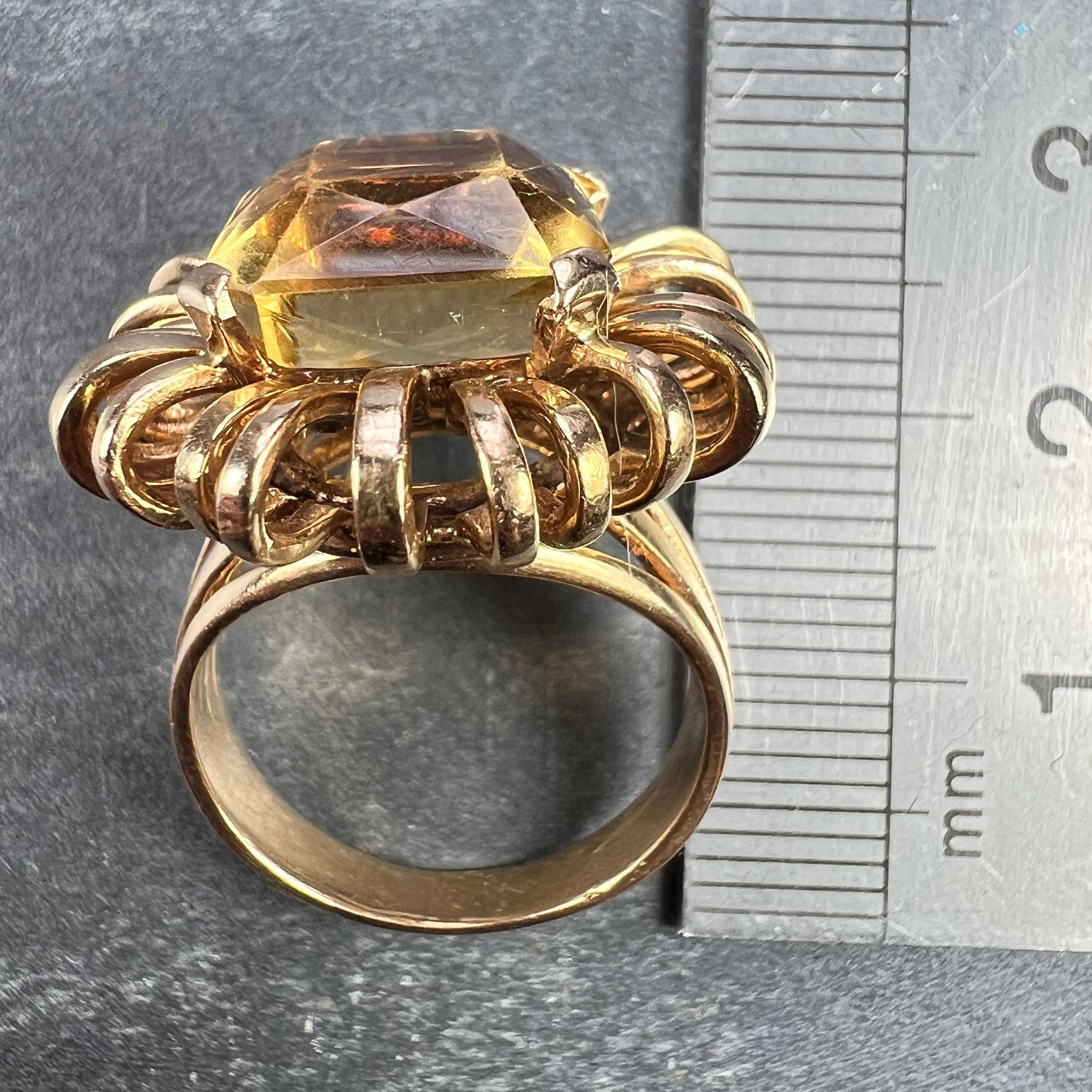 Bague cocktail rétro Spring en or jaune 18 carats avec citrine de 8,42 carats en vente 11