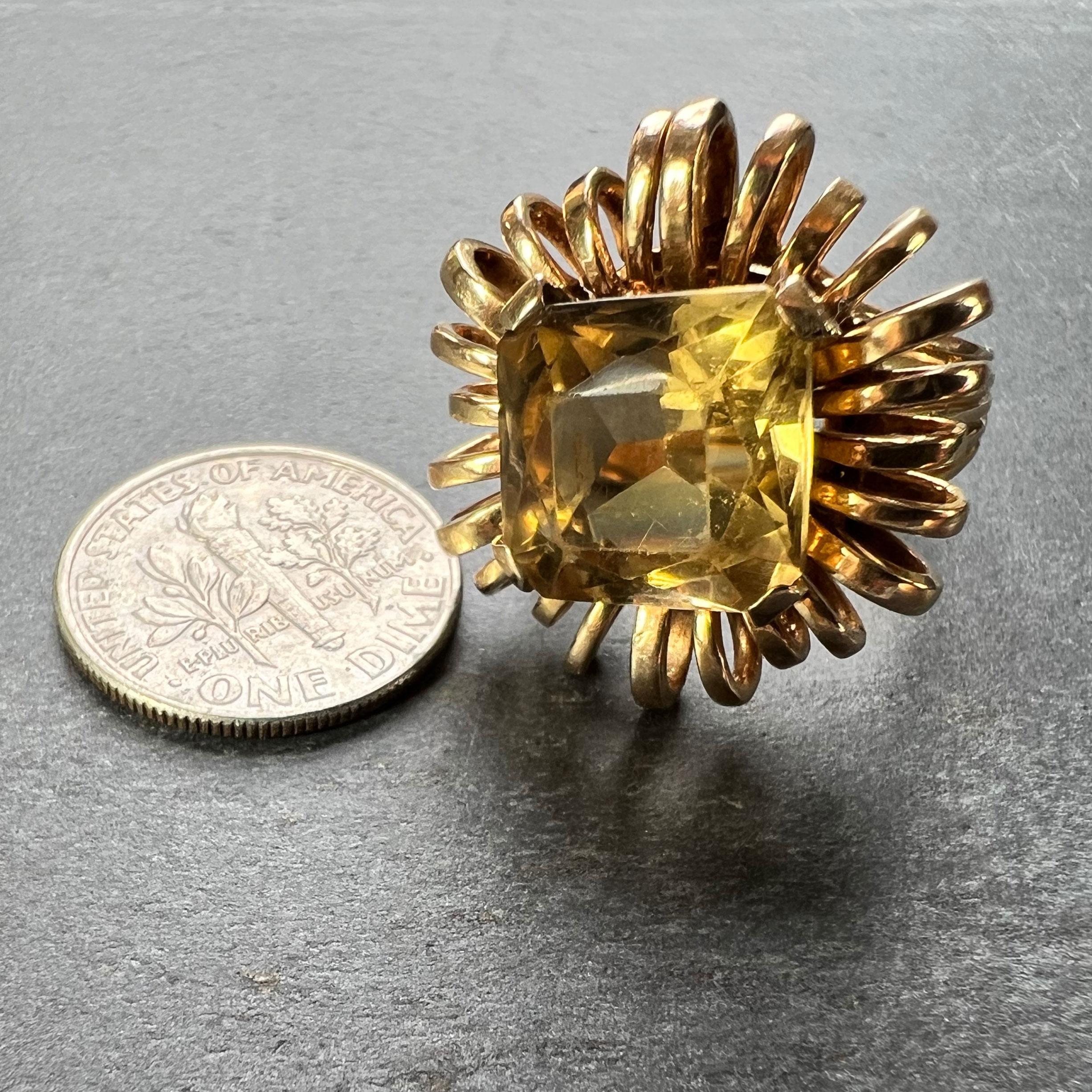 Bague cocktail rétro Spring en or jaune 18 carats avec citrine de 8,42 carats en vente 13