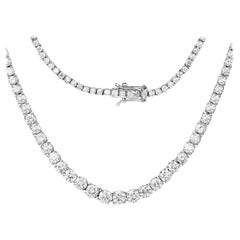 8.42 Carat Genuine White Diamond 14 Karat White Gold Necklace