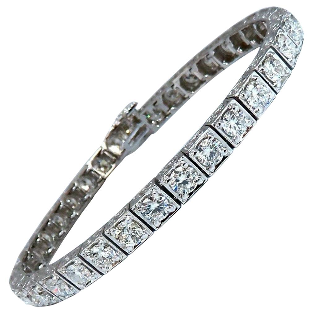 8.42 Carat Natural Diamonds Tennis Bracelet 14 Karat Gold Squared Box Bead Set For Sale