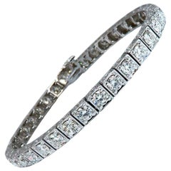 Pulsera de tenis de diamantes naturales de 8,42 quilates Juego de cuentas cuadradas de oro de 14 quilates