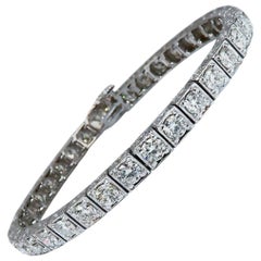 8.42 Carat Natural Diamonds Tennis Bracelet 14 Karat Gold Squared Box Bead Set*