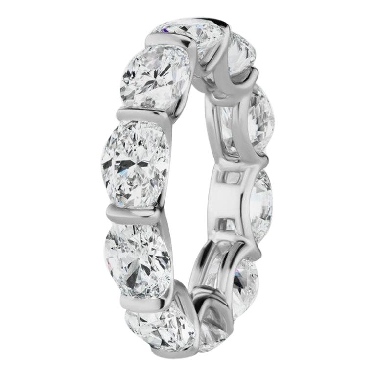 8.42 Carat Oval Diamond Horizontally Set 'East-West' Eternity Band Ring For Sale