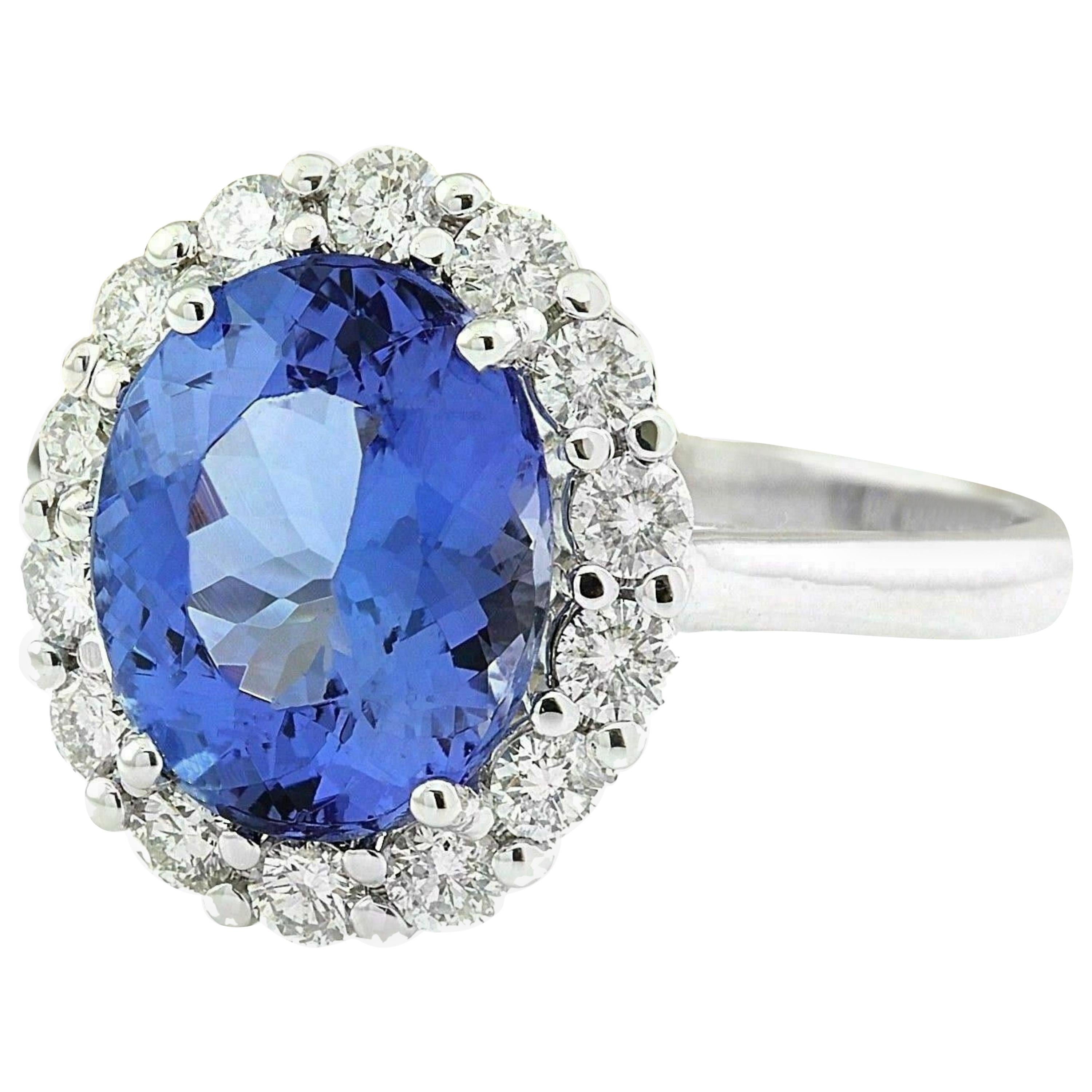 Natural Tanzanite Ring 14Kt Rose Gold Diamond Band for Women