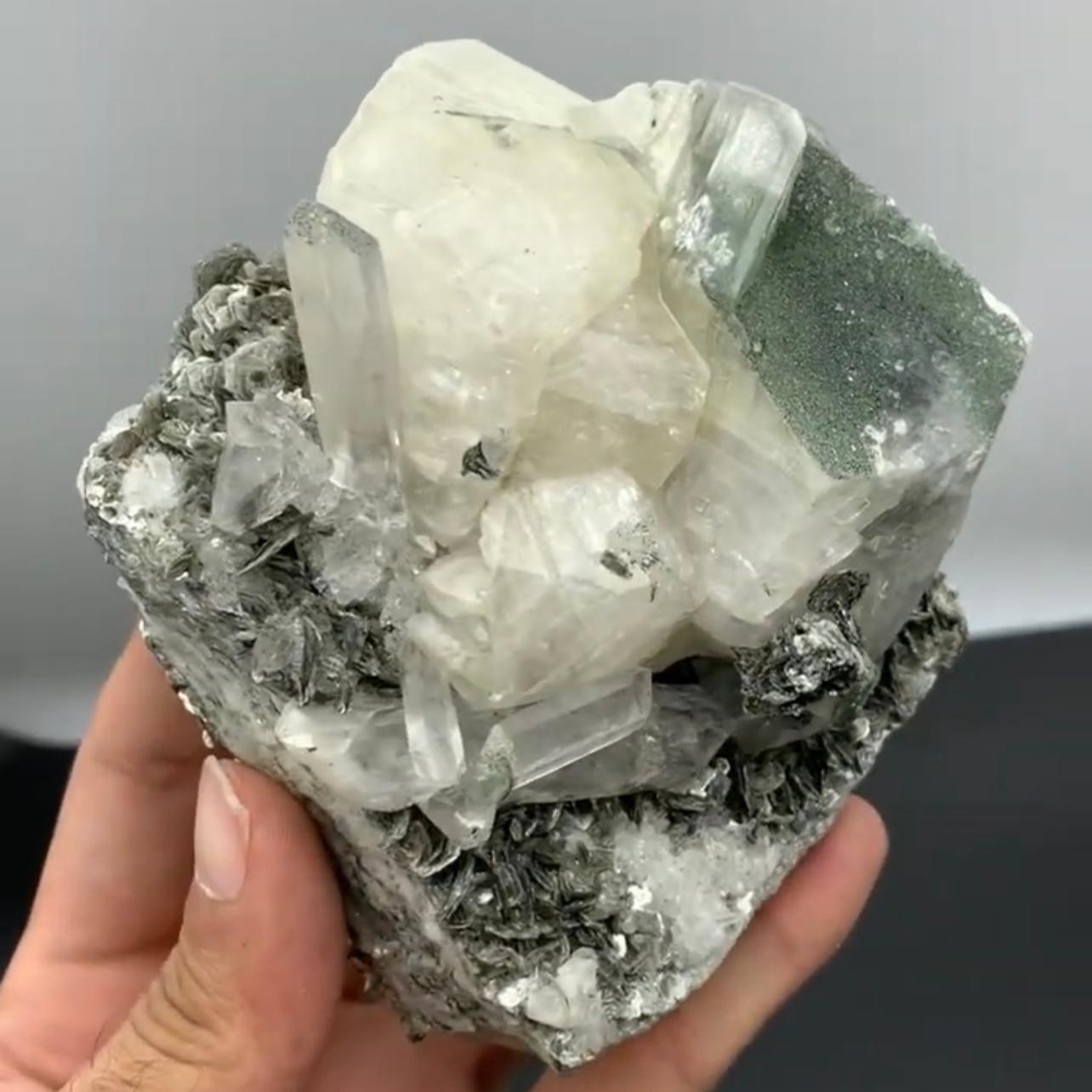 Pakistani 842 Grams Isometric Focal Crystal Of Calcite With Quartz On Mica From Pakistan For Sale