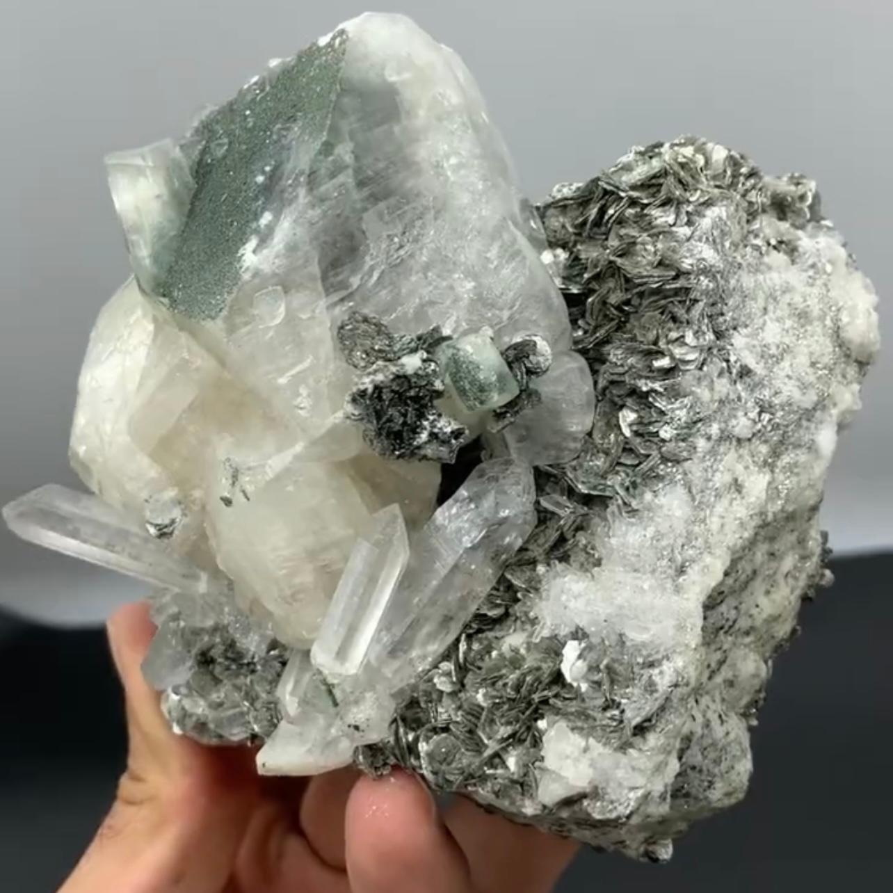 Other 842 Grams Isometric Focal Crystal Of Calcite With Quartz On Mica From Pakistan For Sale