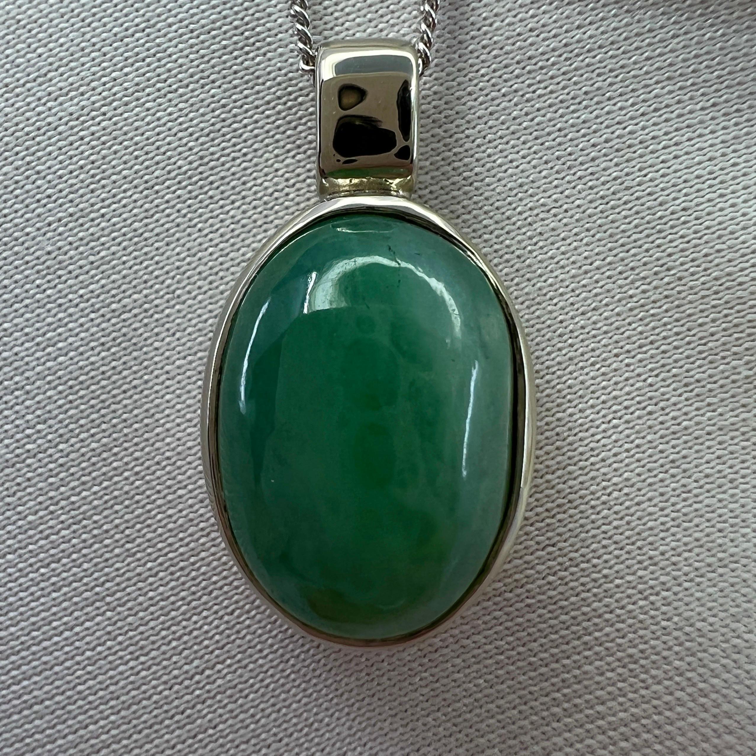 Women's or Men's 8.42ct GIA Certified Untreated Green Jadeite Jade A Grade 18k White Gold Pendant For Sale