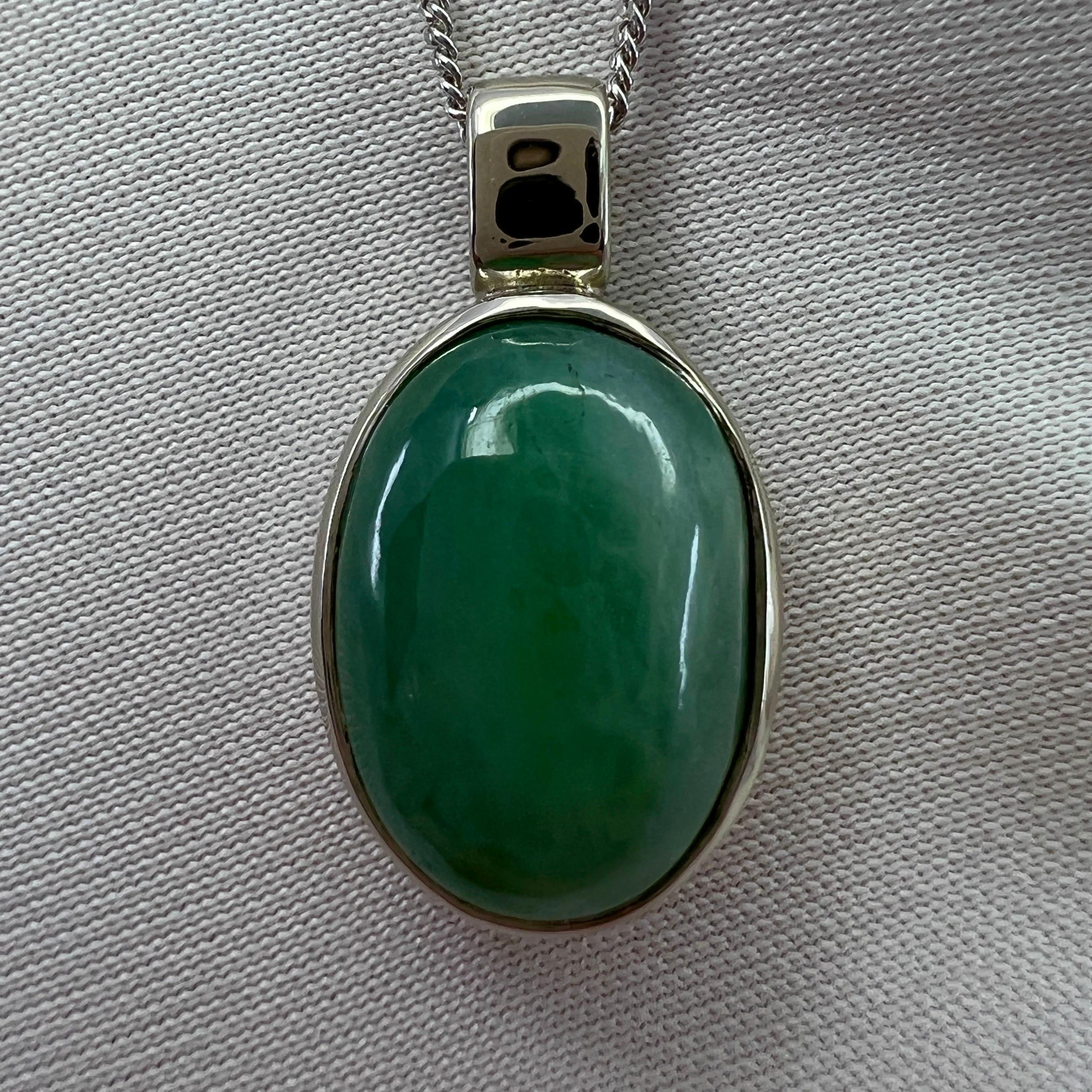 8.42ct GIA Certified Untreated Green Jadeite Jade A Grade 18k White Gold Pendant For Sale 1