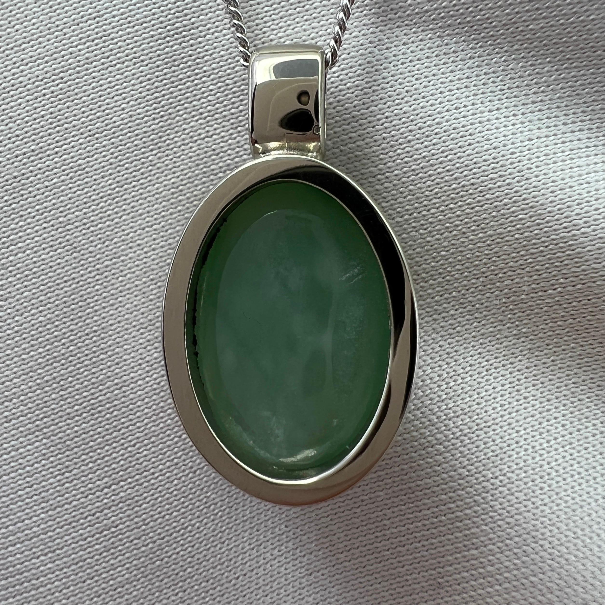 8.42ct GIA Certified Untreated Green Jadeite Jade A Grade 18k White Gold Pendant For Sale 2