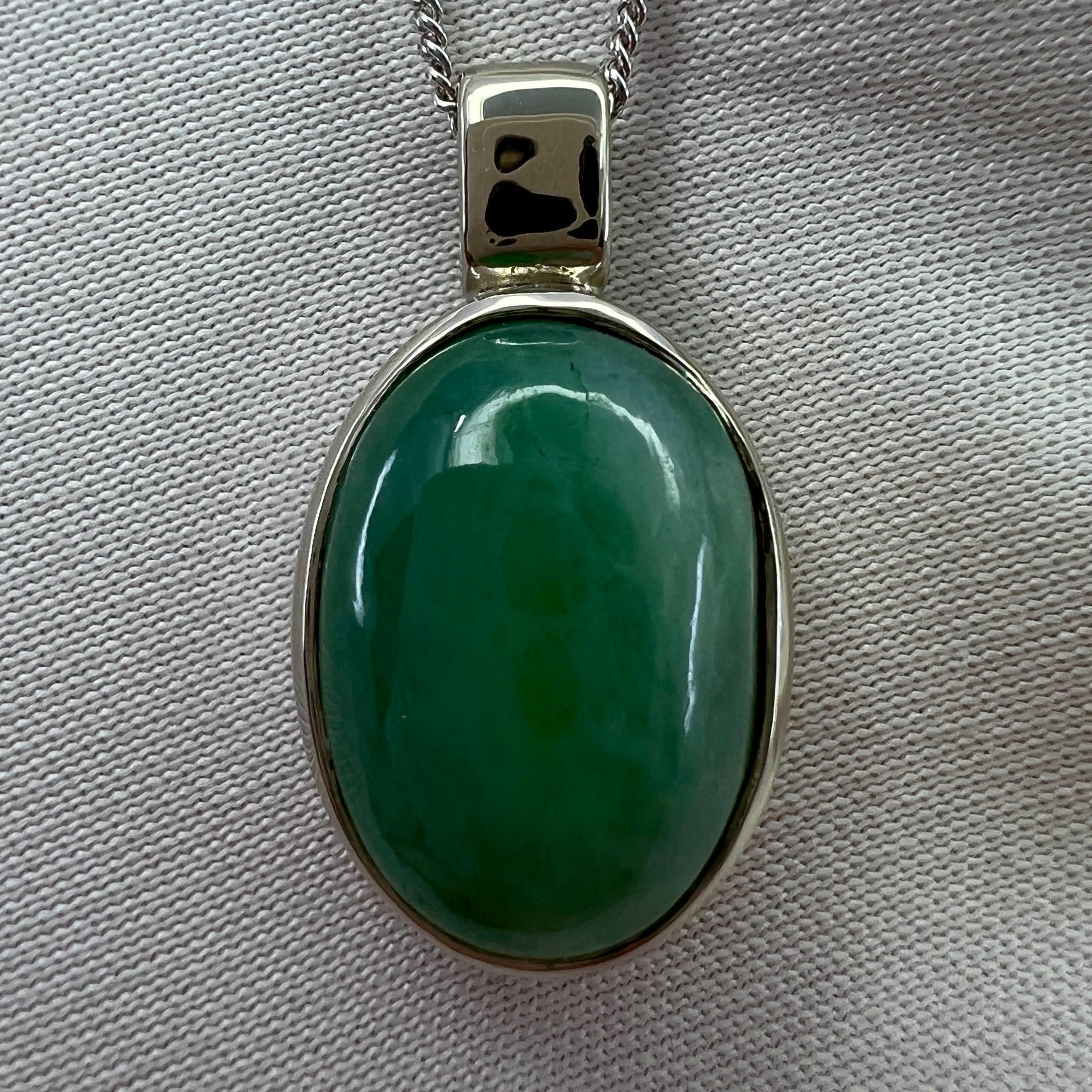 8.42ct GIA Certified Untreated Green Jadeite Jade A Grade 18k White Gold Pendant For Sale 3