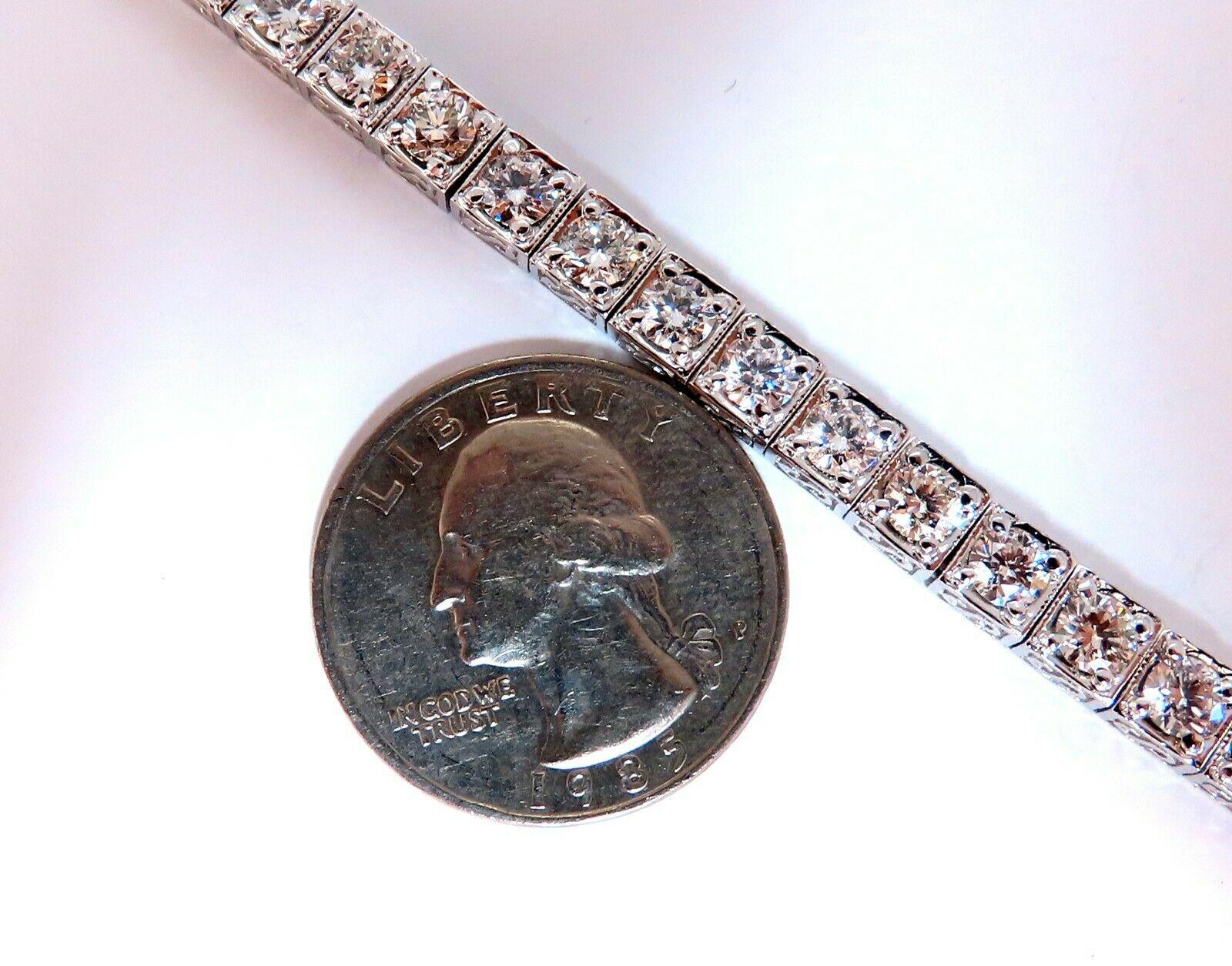 8,42 Karat natürliche Diamanten Tennisarmband 14 Karat Gold Quadratische Schachtel Perlen Set für Damen oder Herren im Angebot