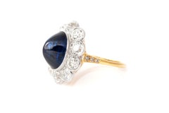 8.43 Carat Cabochon Sapphire & 4.23 Carat Diamond Cluster Ring