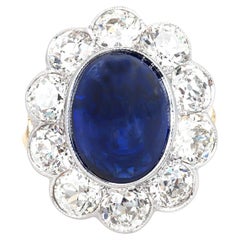 Bague grappe de saphirs cabochons de 8,43 carats et diamants de 4,23 carats