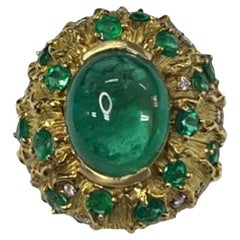8,43 Karat Smaragd Ring mit Diamant aus 18K Gelbgold