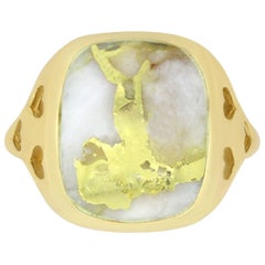 8.43 Carat Gold in Quartz Heart Ring