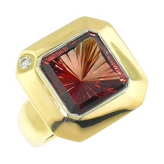 8.43ct Oregon Sunstone, Diamond, 18kt and Platinum Ring by Cynthia Scott Jewelry
