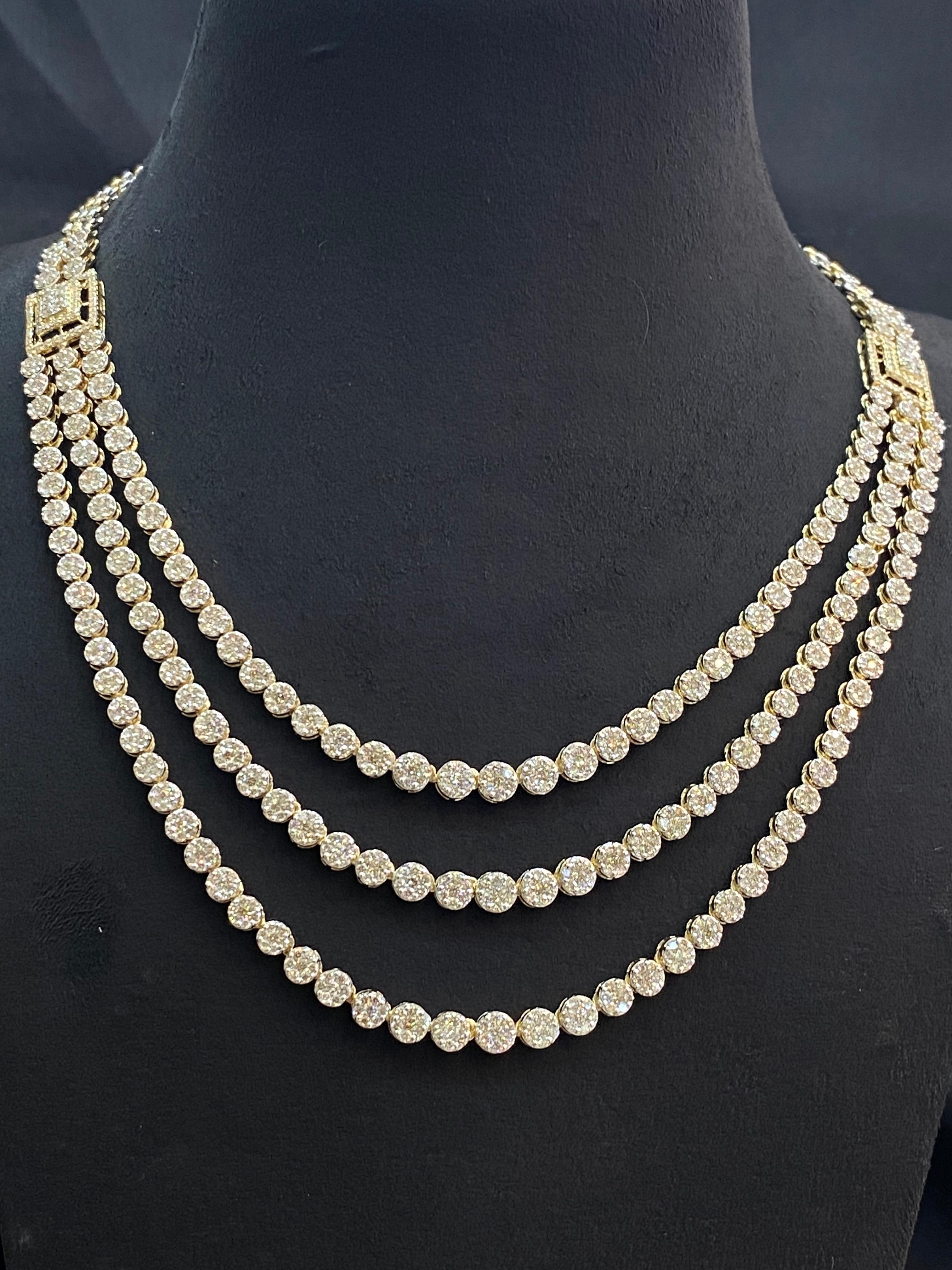 Adorn yourself with elegance and share joy with this intricately crafted 8.43 carat diamonds tennis necklace in 14K yellow gold, promising unmatched brilliance!

Specifications : 

Diamond Weight : 8.43 Carats
Diamond Shape : Round
Diamond Color
