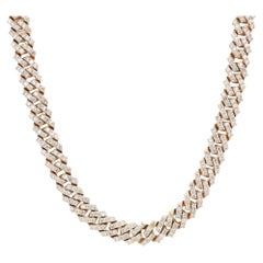 8.43Cttw Round Cut Diamond Cuban Link Statement Necklace 14K Yellow Gold 17.5 In