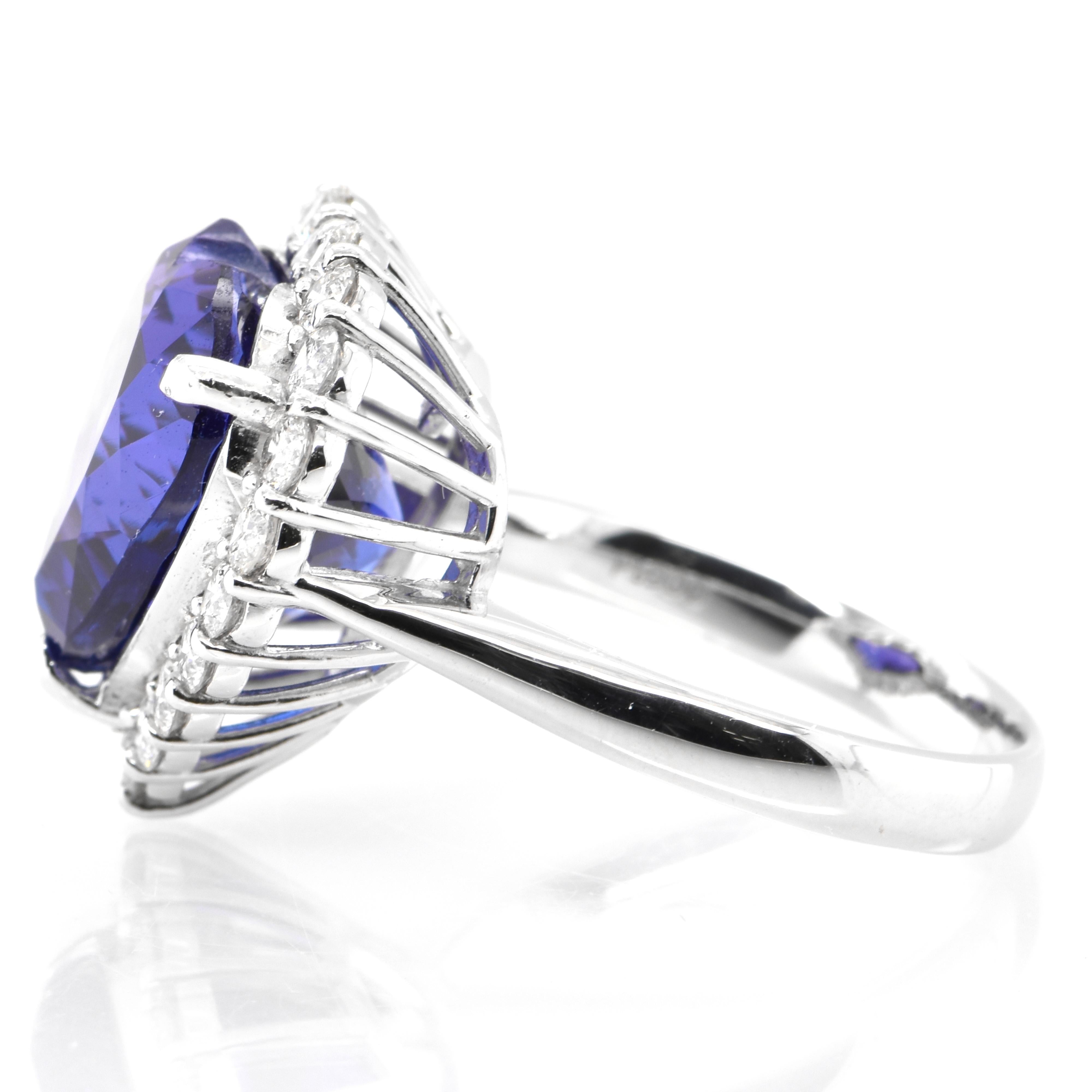 8.44 Carat Natural Heart Cut Tanzanite and Diamond Cocktail Ring Set in Platinum In New Condition In Tokyo, JP