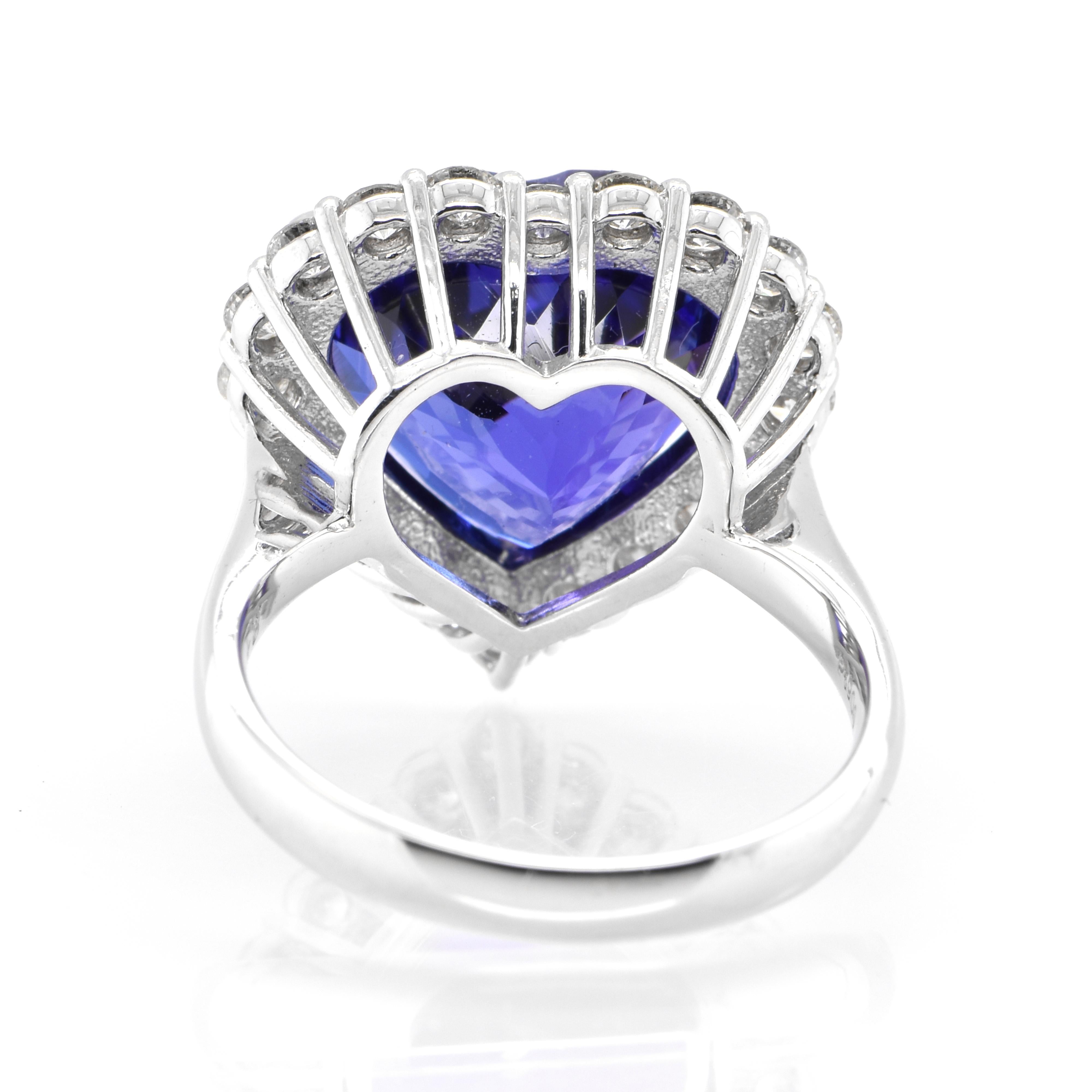 8.44 Carat Natural Heart Cut Tanzanite and Diamond Cocktail Ring Set in Platinum 1