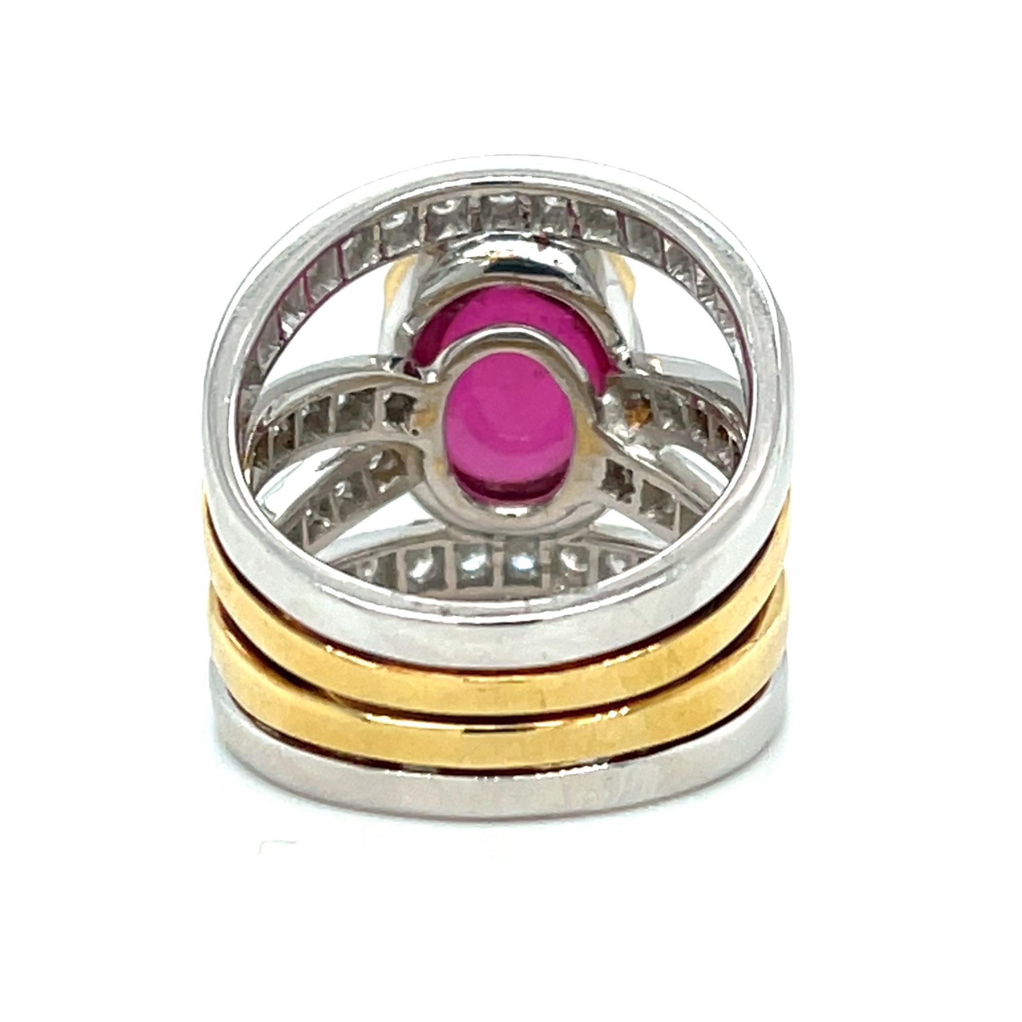 Ring aus 18 Karat Gold mit 8,44 Karat rosa Turmalin-Cabochon und Diamant im Zustand „Neu“ im Angebot in Los Angeles, CA