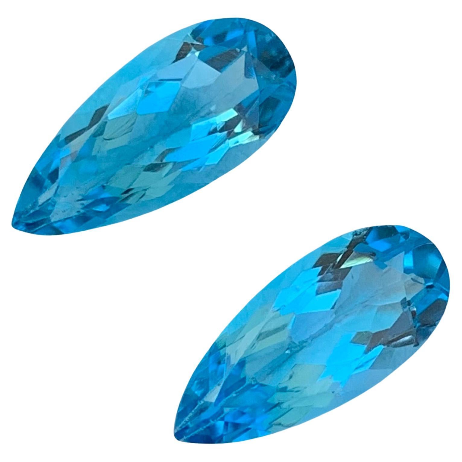 8.45 Carat Adorable Blue Topaz Pair Pear Shape Gem For Earrings Jewellery For Sale