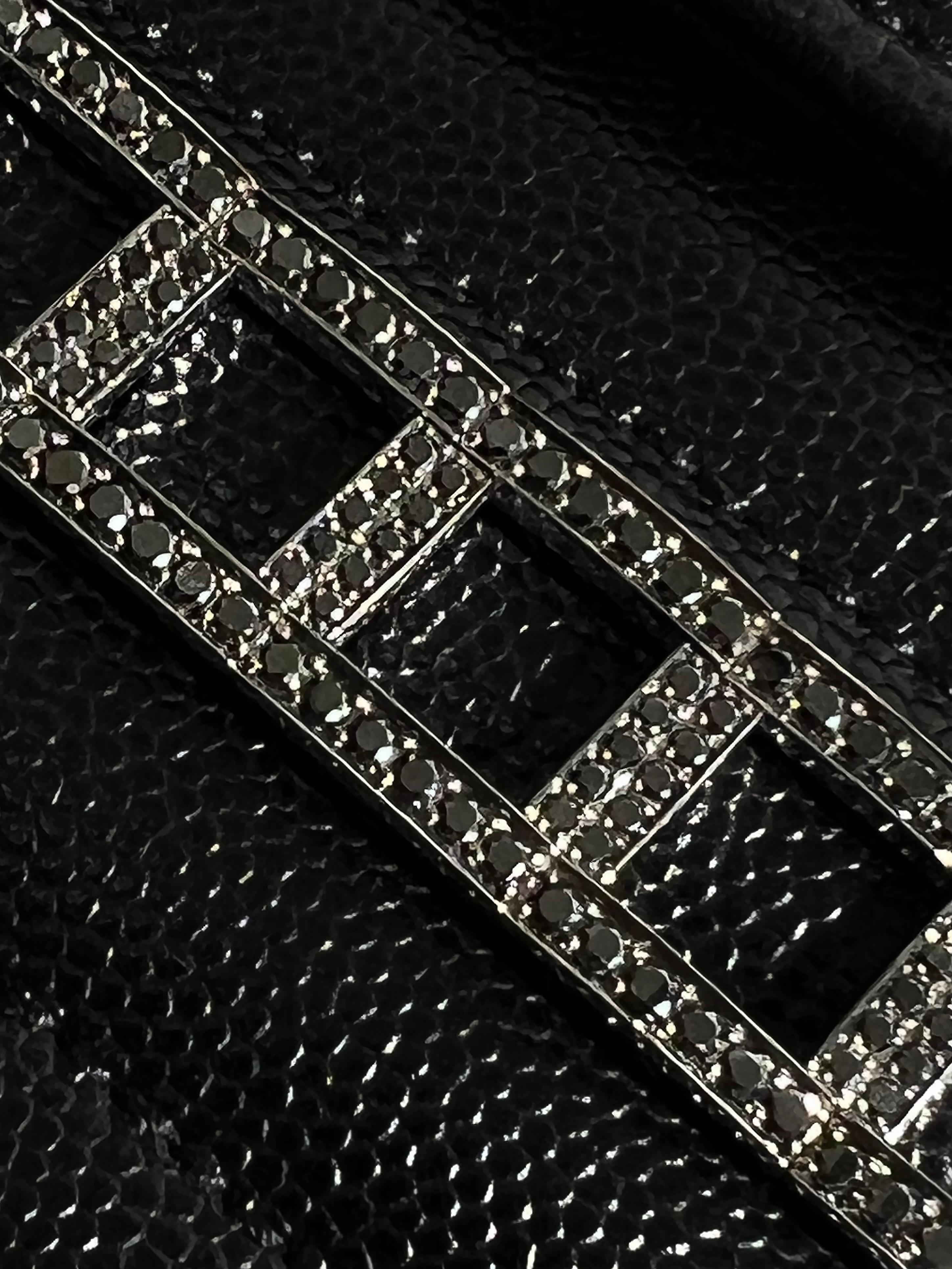 8.45 Carat Black Diamond Link Bracelet in 18k White Gold  In New Condition For Sale In Bangkok, TH