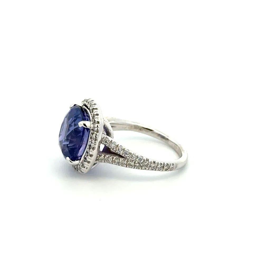 8,45 Karat Kissen lila NO HEAT Ceylon Saphir GIA und Diamant Gold Ring Damen im Angebot