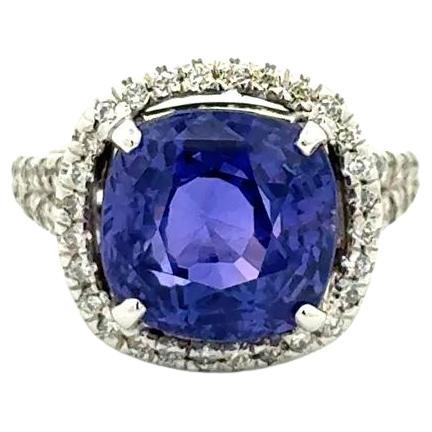 8,45 Karat Kissen lila NO HEAT Ceylon Saphir GIA und Diamant Gold Ring