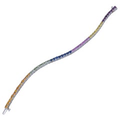 8.45 Carat Multi-Color Round Sapphire Tennis Bracelet