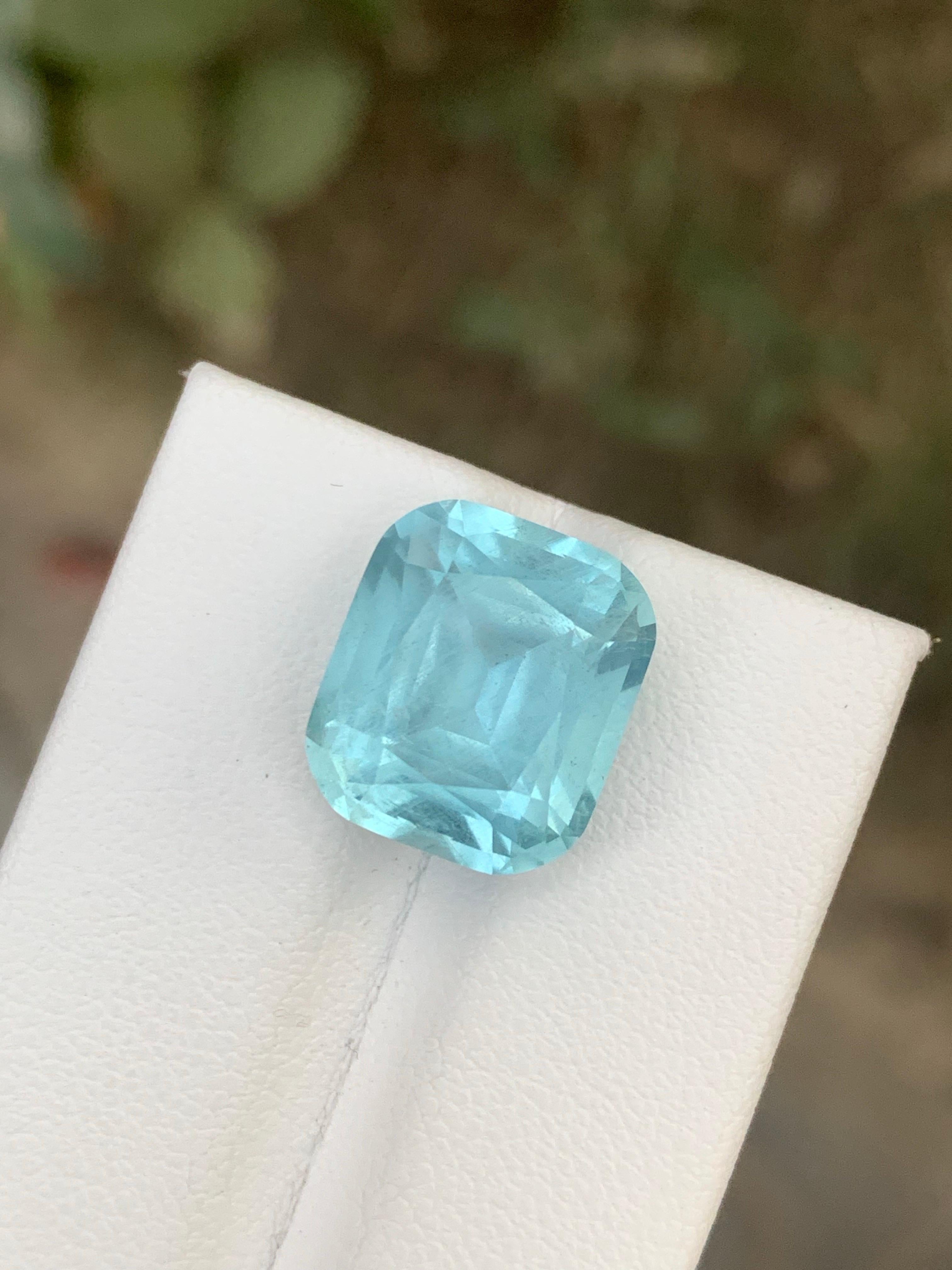 Taglio cuscino 8,45 carati di acquamarina naturale sfusa con taglio a cuscino dalla Nigeria in vendita