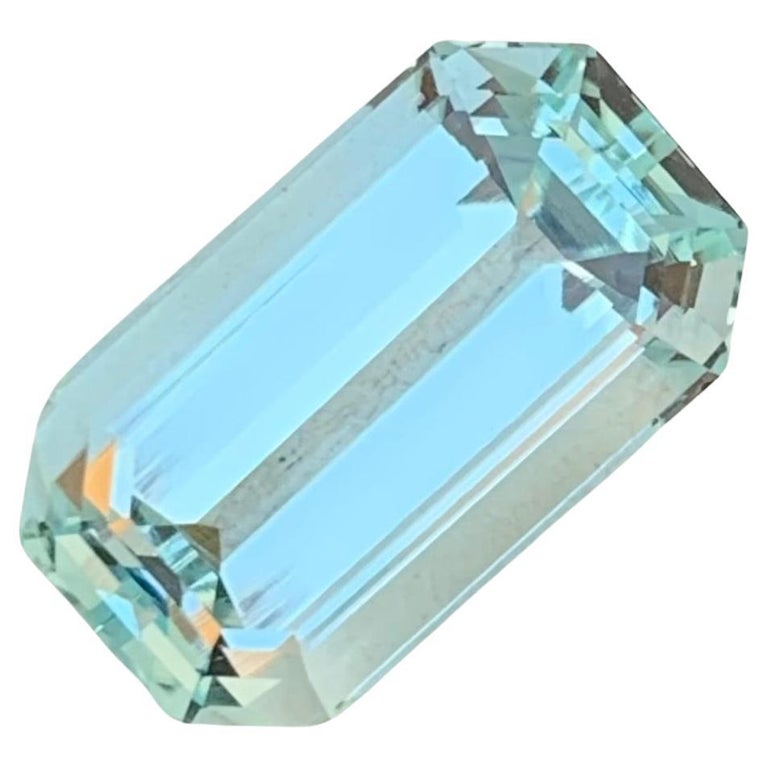 Carat Natural Loose Aquamarine Emerald Shape Gem For Necklace - Main Image