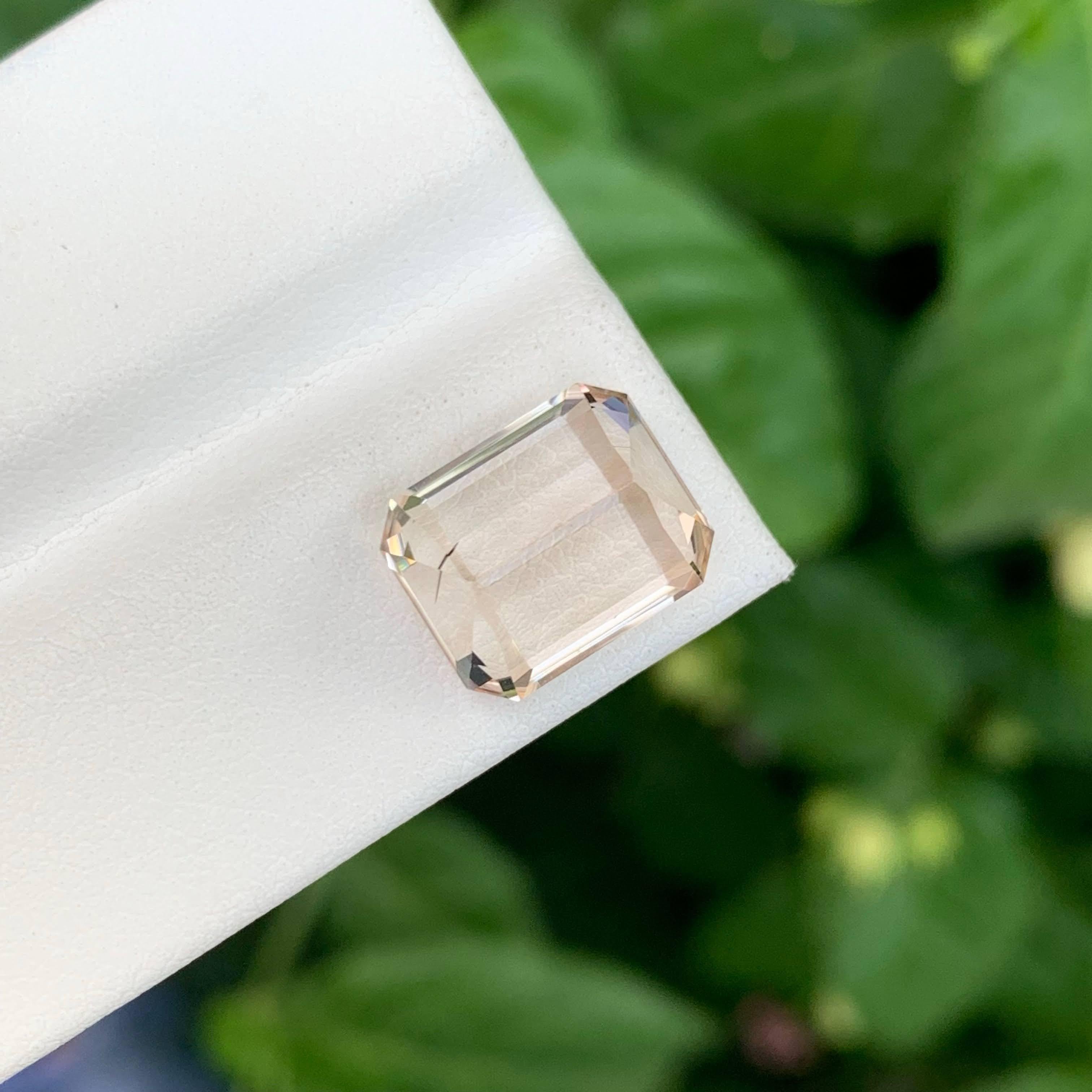8.45 Carat Natural Loose Light Gold Topaz Stone Emerald Cut Pakistani Gemstone For Sale 3